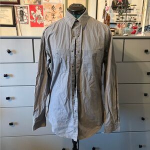 VINTAGE 80s Gray Cotton Banana Republic Button Down